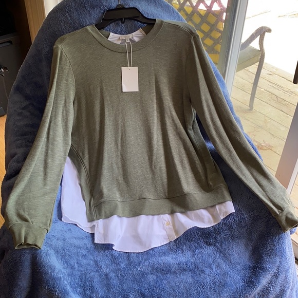 Clu Sage Combination Top New With Tags - Picture 1 of 9